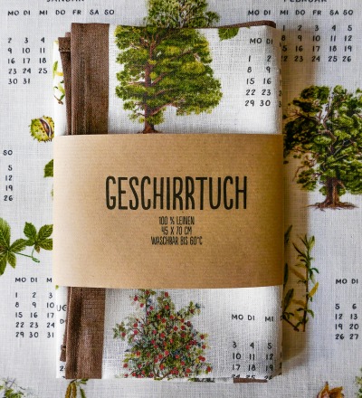 Kalender Geschirrtuch 2023 Küchenhandtuch Bäume - 100 Leinen