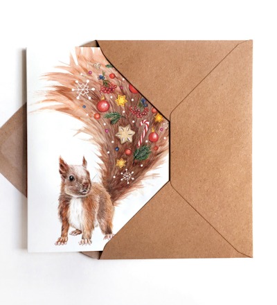 Weihnachtskarte Eichhörnchen - inkl Umschlag