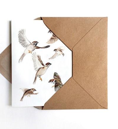 Grußkarte Berliner Spatzen Karte mit Vögeln - inkl Umschlag