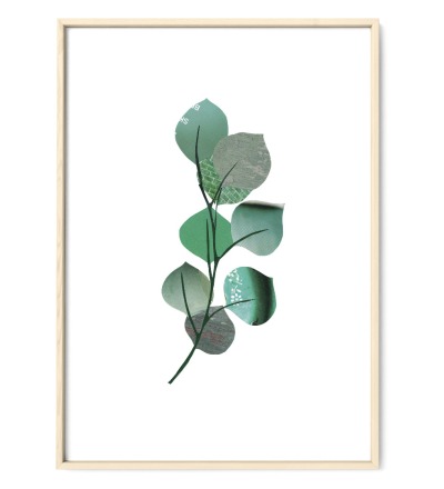 Eukalyptus Collage Poster Kunstdruck DIN A3 Pflanzenposter - Collage aus alten Magazinen Reproduktion