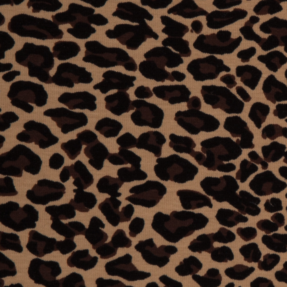 Jersey Leopard Leomuster Tiermuster Leoprint beige braun