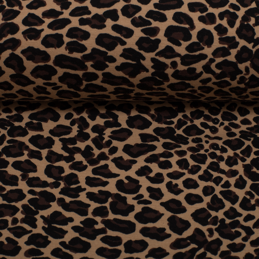 Jersey Leopard Leomuster Tiermuster Leoprint beige braun 3