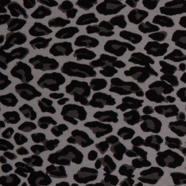 Jersey Leopard Leomuster Tiermuster Leoprint grau schwarz