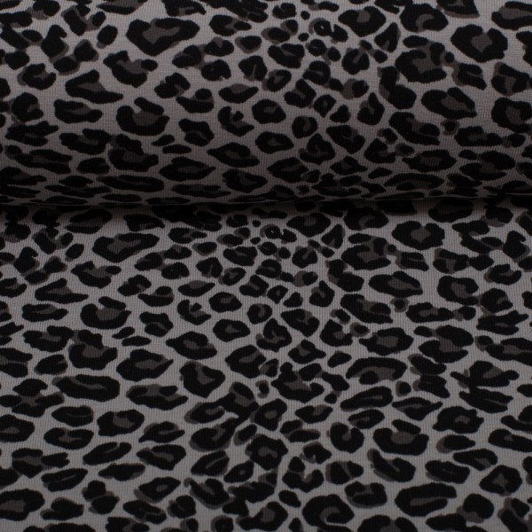 Jersey Leopard Leomuster Tiermuster Leoprint grau schwarz 3
