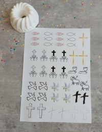 Kerzentattoo Kerzenfolie Kerzensticker auf Wasserschiebefolie verschiedene Sprüche Set christliche