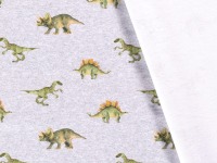 French Terry Sommersweat Dinosaurier Dinos grau meliert 4