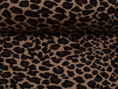 Jersey Leopard Leomuster Tiermuster Leoprint beige braun