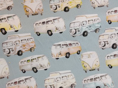 Canvas Dekostoff Taschenstoff Bulli Bus mint retro - ein wahres Must Have für alle Nähfans