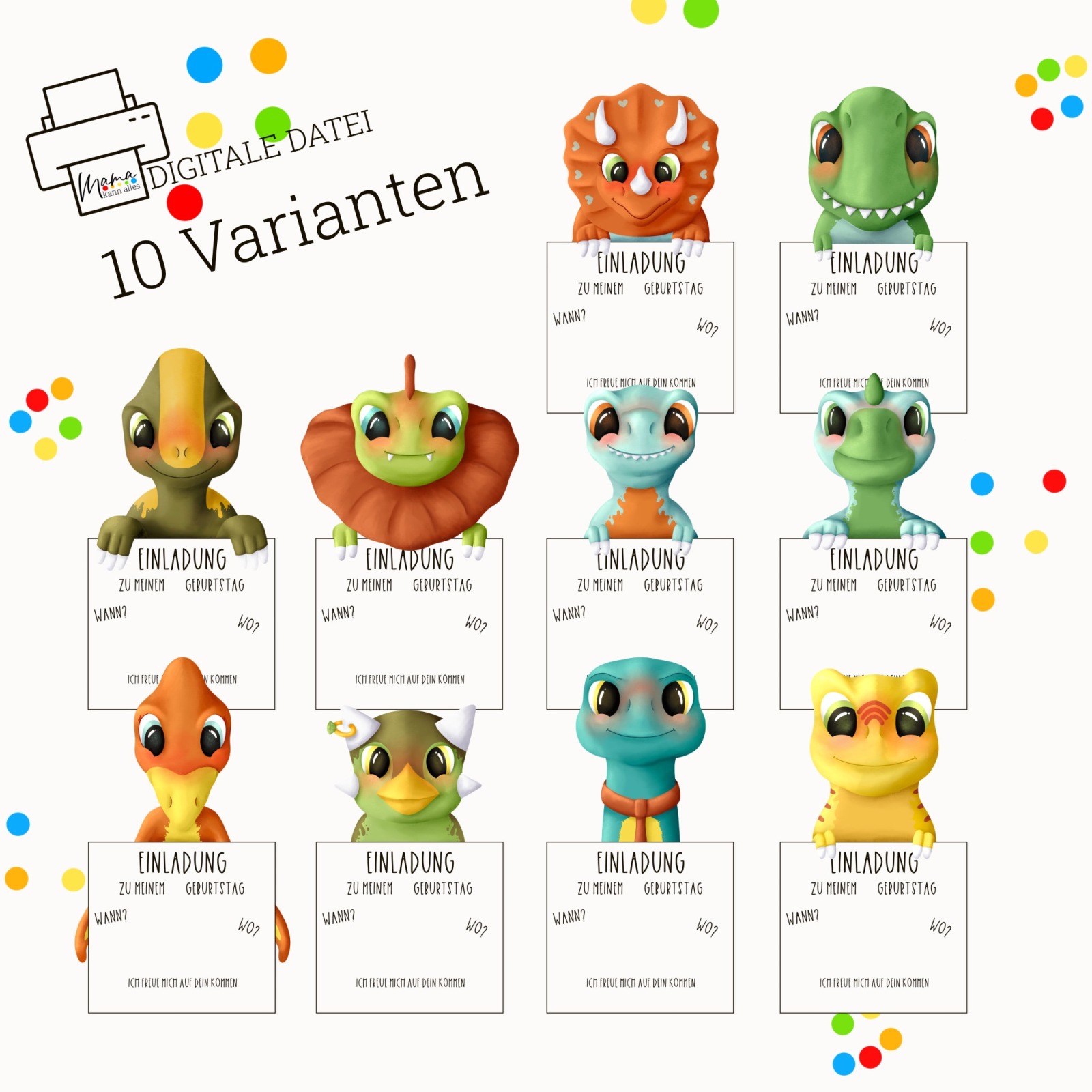 10 Dinosaurier Einladungen 5