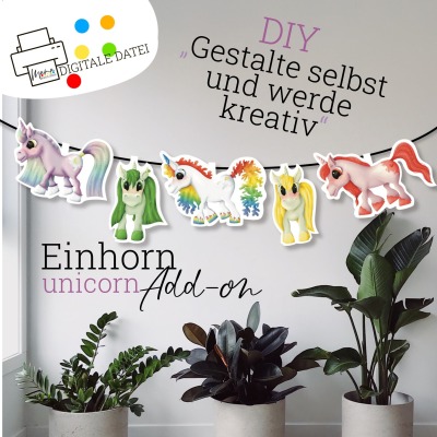 Einhorn Girlande - Add on - PDF-Vorlage für deinen Einhorn/Pferde Kindergeburtstag