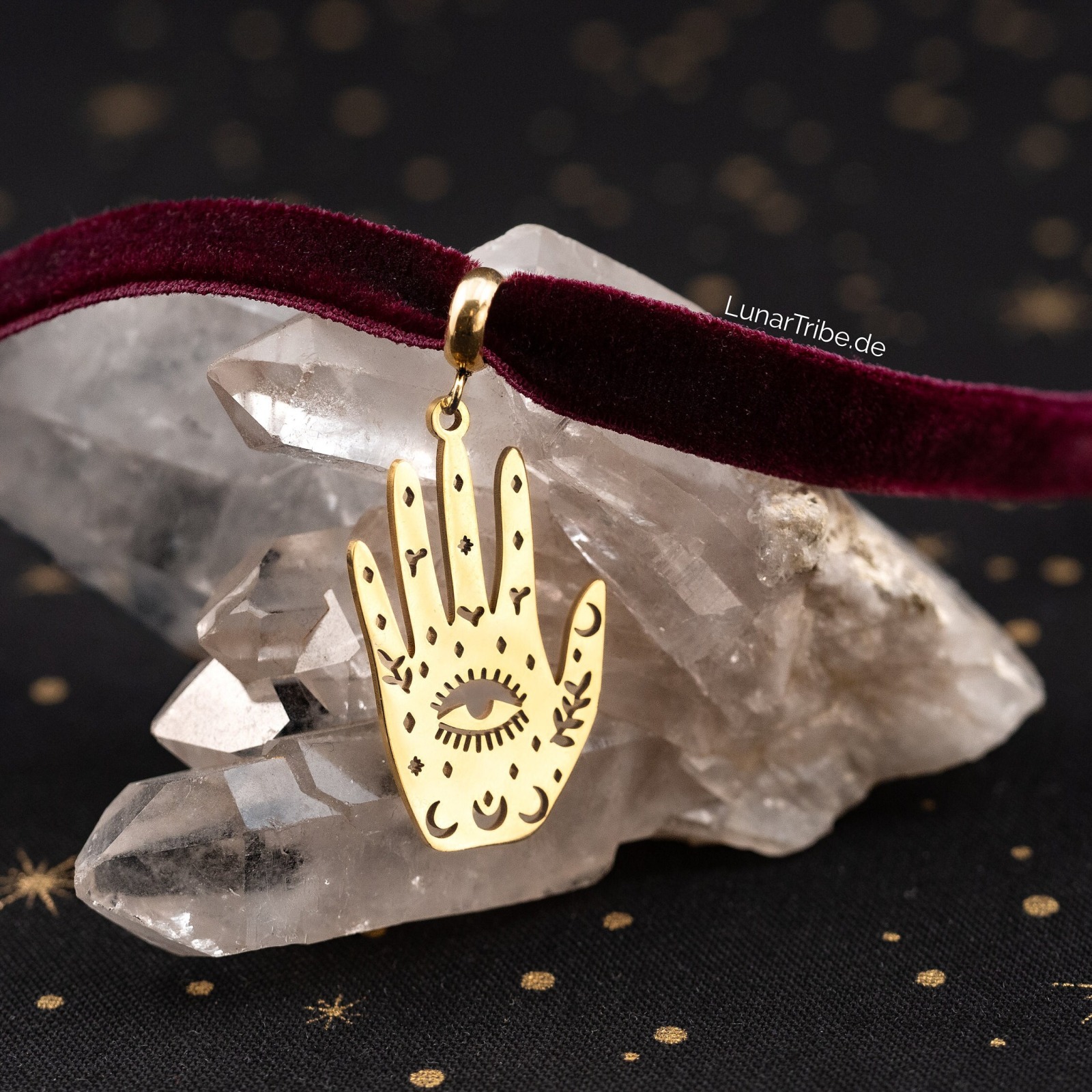 Samt Choker mit Hamsa Anhänger 8