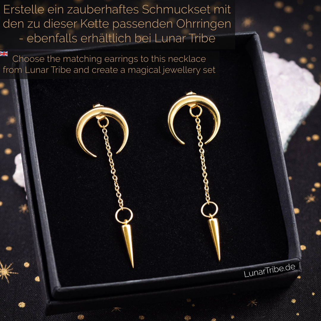 Doppelte Choker Kette mit goldenem Halbmond Anhänger 6