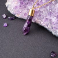 Goldene Amethyst Kette mit Mond Anhänger 3