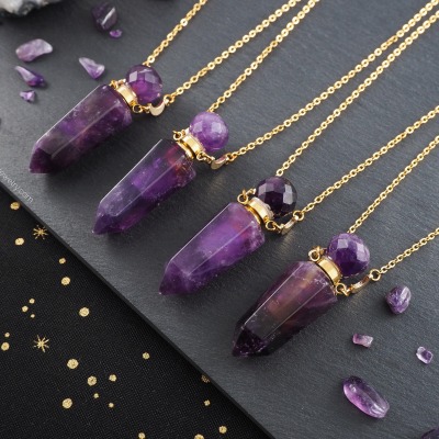 Amethyst Phiolen Kette - Trage dein liebstes Parfum oder Duftöl stets bei dir