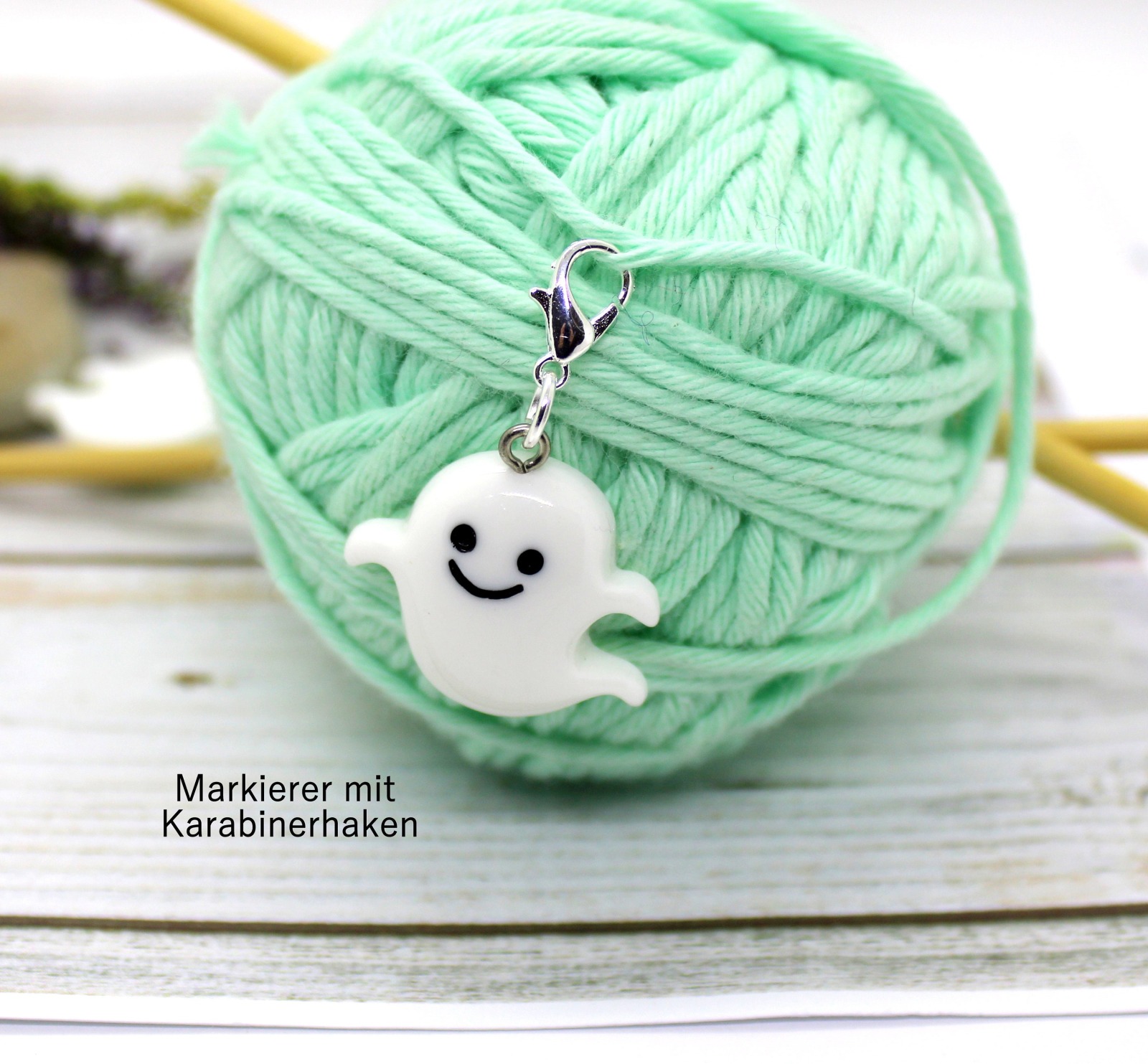 Gespenst Maschenmarkierer zum Stricken und Häkeln mit Ringen oder Karabinerhaken Halloween Grusel 4