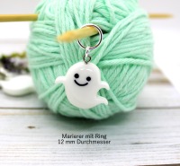 Gespenst Maschenmarkierer zum Stricken und Häkeln mit Ringen oder Karabinerhaken Halloween Grusel 2