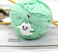 Gespenst Maschenmarkierer zum Stricken und Häkeln mit Ringen oder Karabinerhaken Halloween Grusel 4