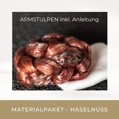 FILZ.PAKET Armstulpen - haselnussbraun - Handgefärbte Materialien + Filzanleitung PDF