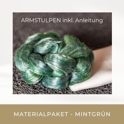 FILZ.PAKET Armstulpen - mintgrün - Handgefärbte Materialien + Filzanleitung PDF