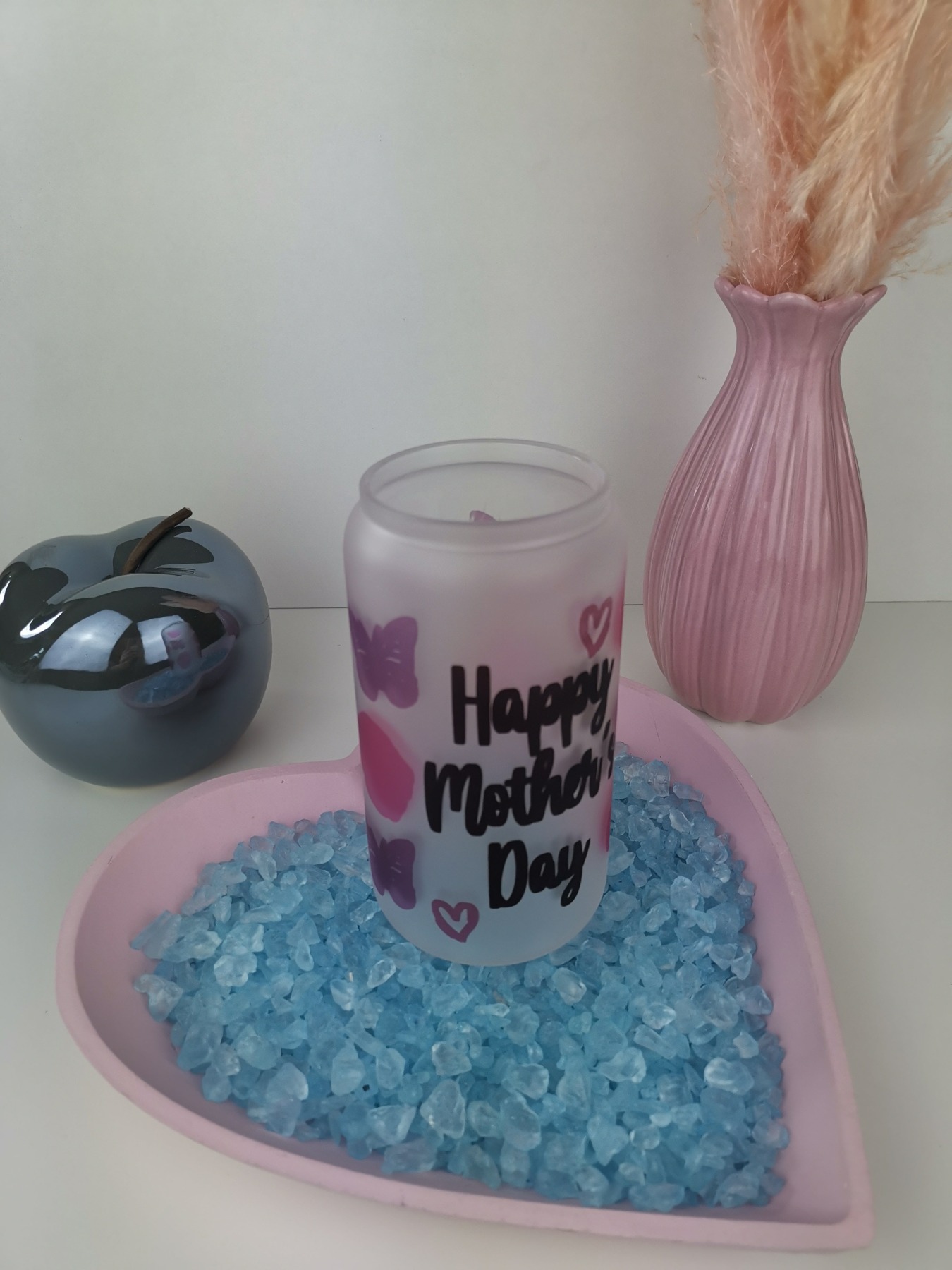 Kaffee- und Teeglas mit Bambusdeckel Frosted Happy Mother Day