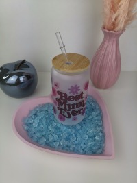 Kaffee- und Teeglas mit Bambusdeckel Frosted Best Mum Ever 4