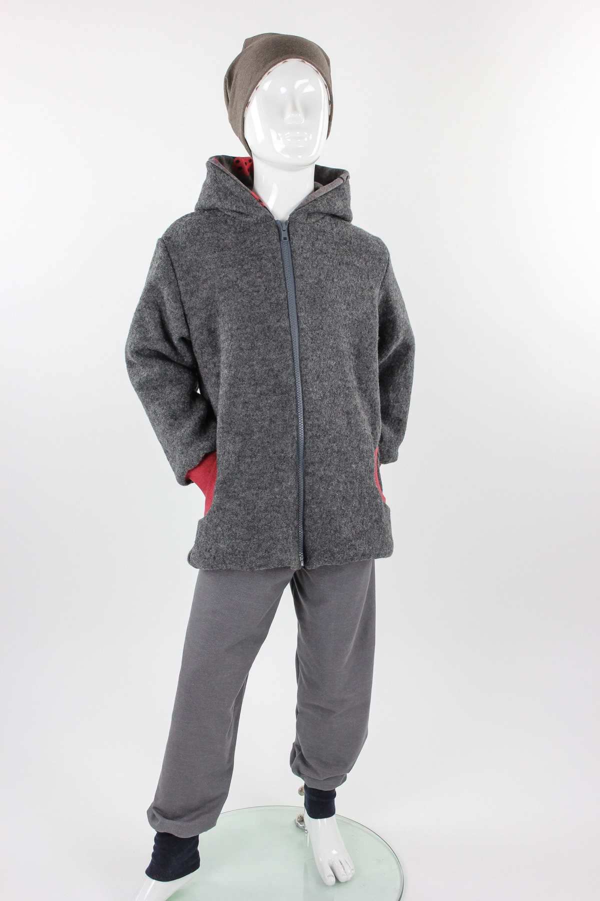 Kinder-Wolljacke anthrazit MEHRERE MUSTER 3