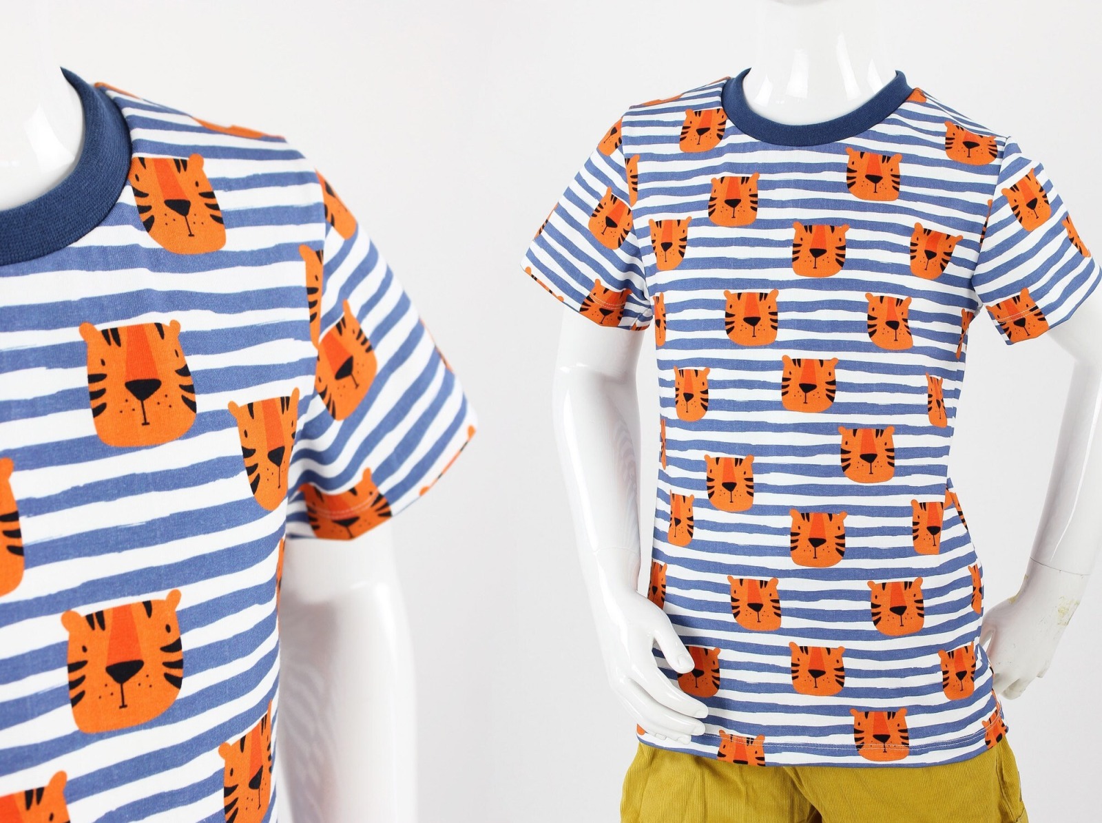 Kinder-T-Shirt gestreift mit Tigern