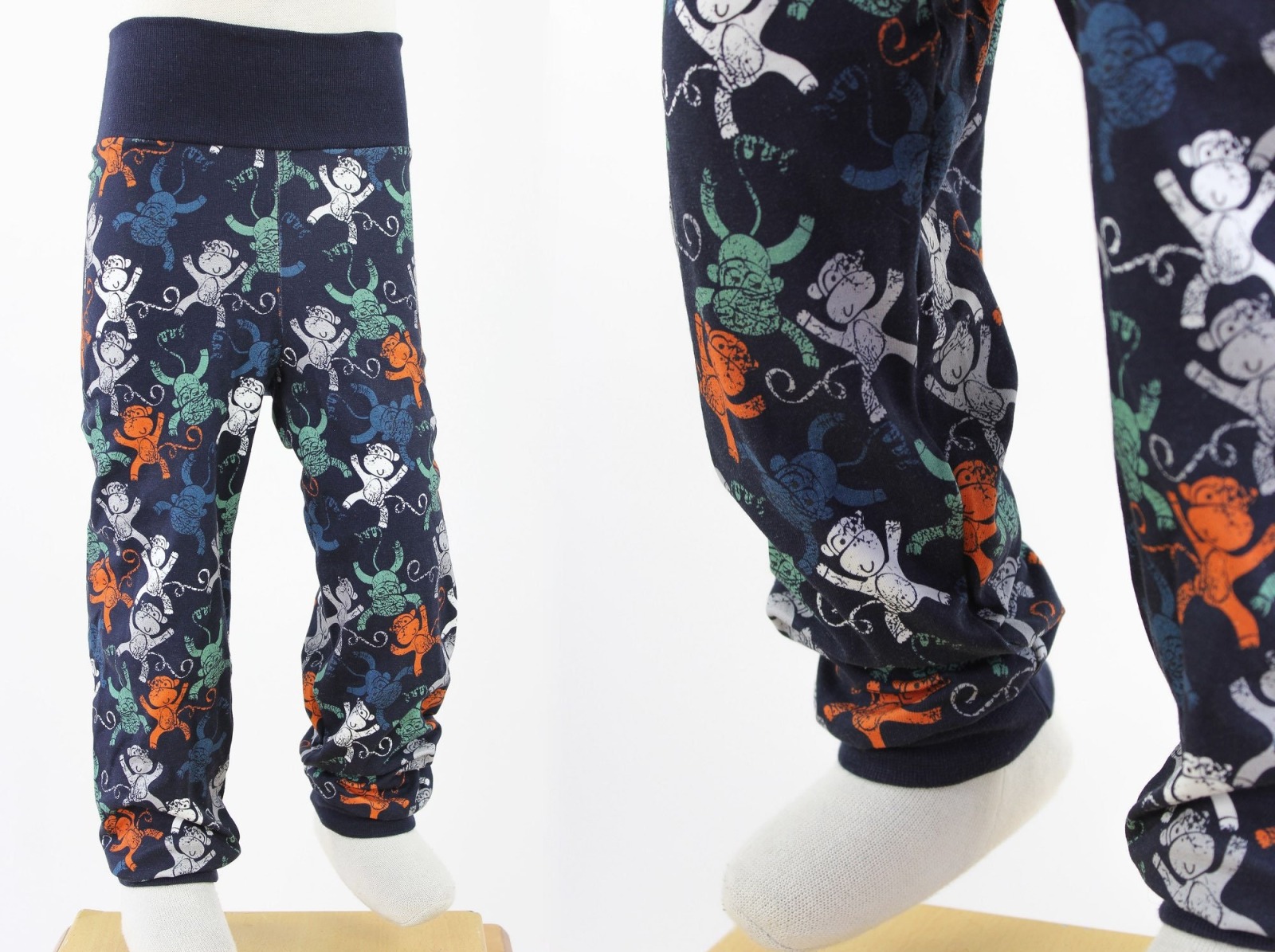 Leggings für Kinder dunkelblau mit Affen