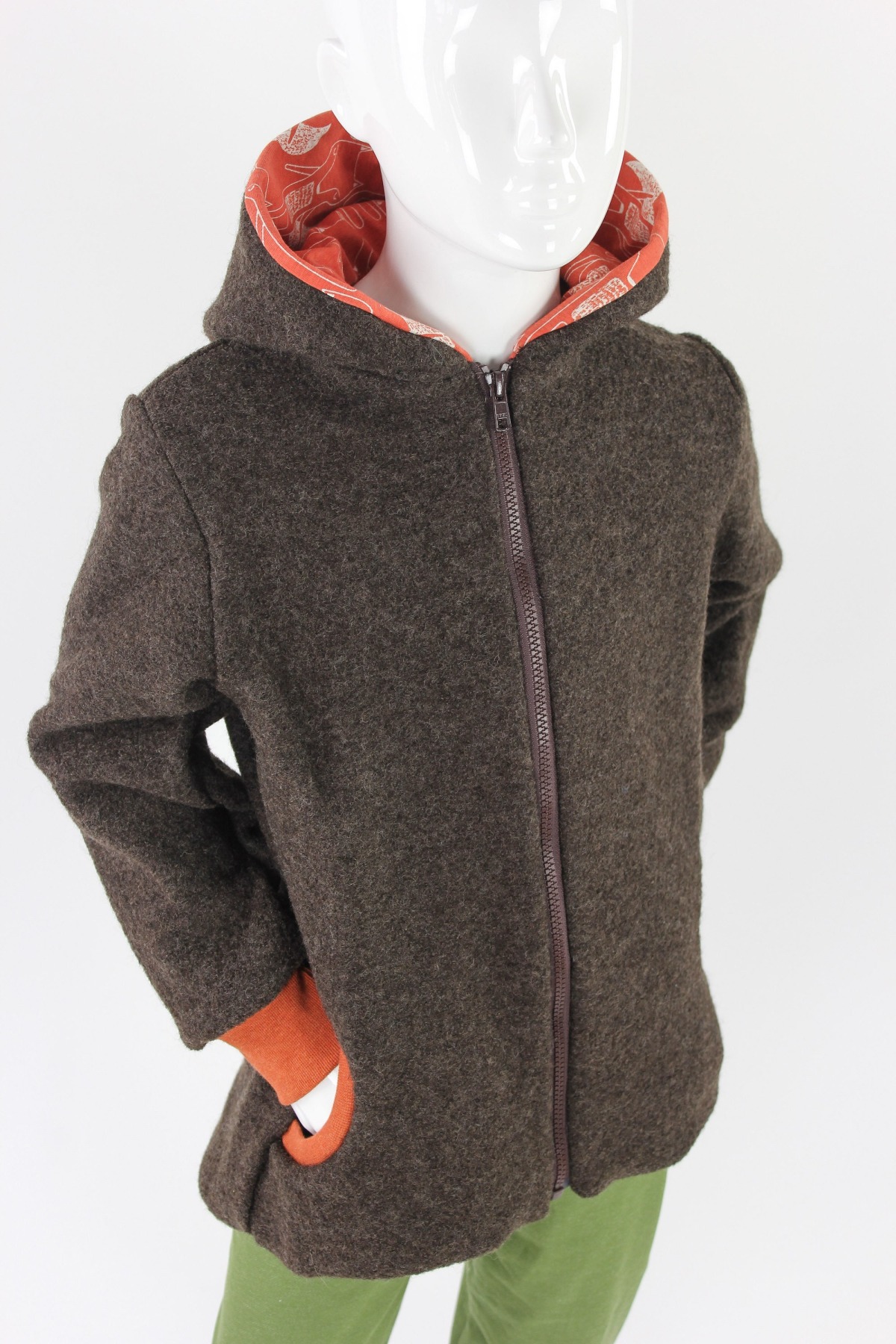 Wolljacke für Kinder braun mit Füchsen 3