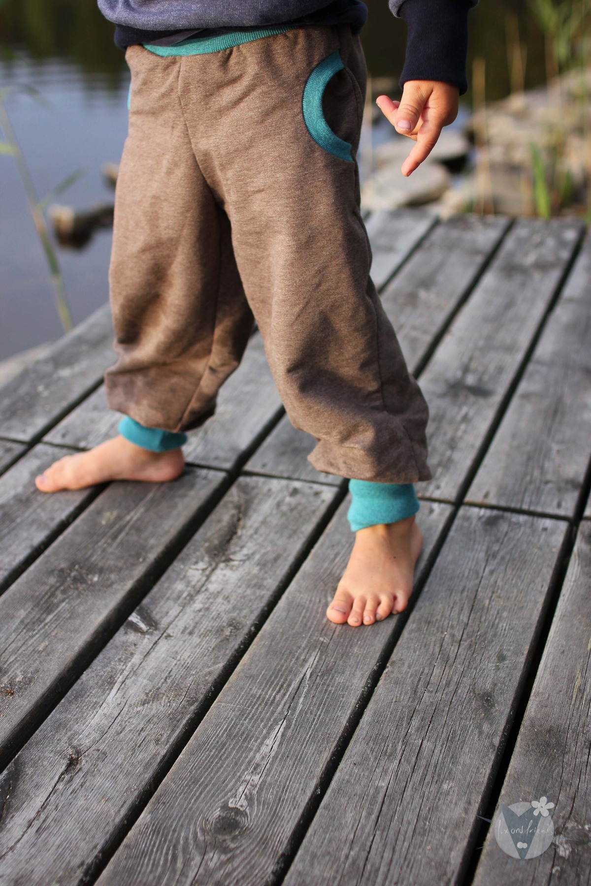 Tobehose für Kinder türkis meliert mit Elefanten 5