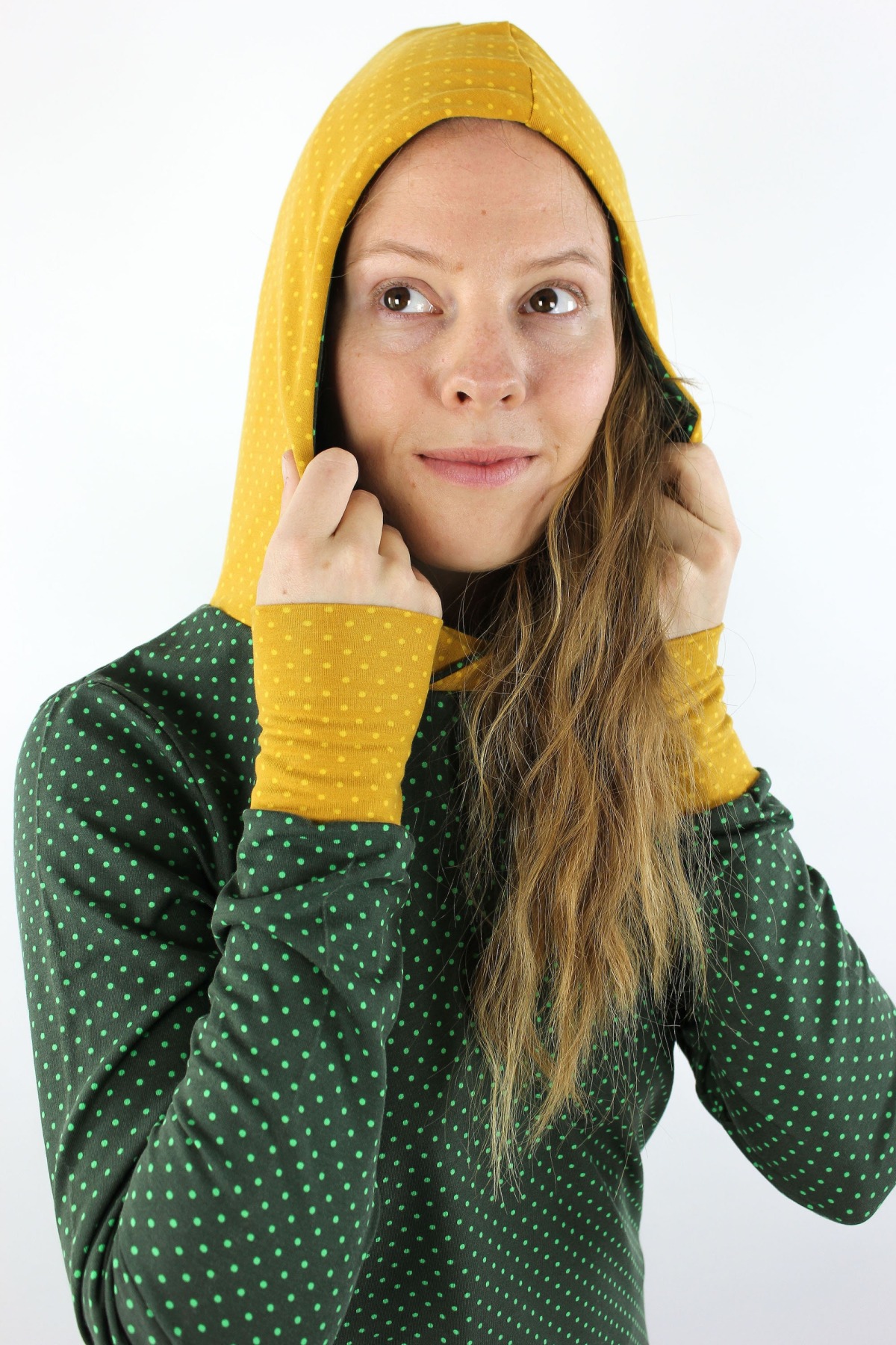 Sommerpulli für Damen grün gelb gepunktet 7