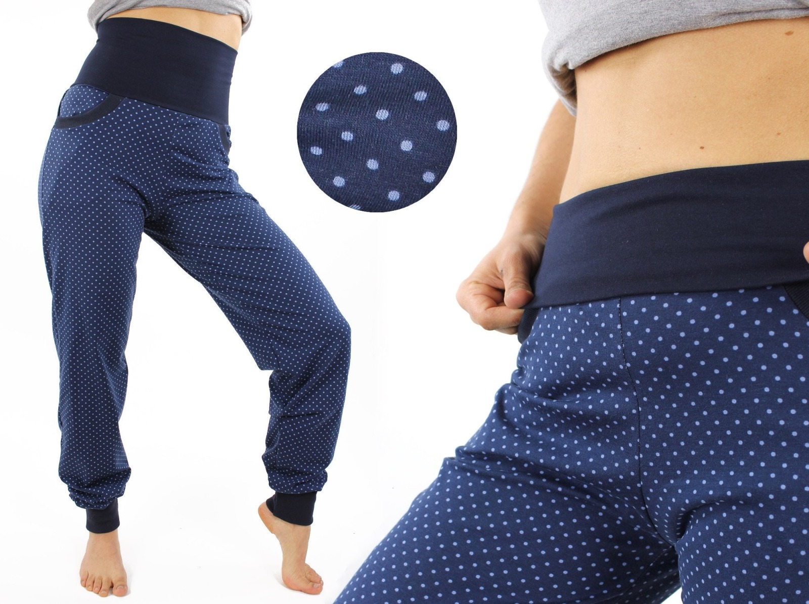 Jogginghose marineblau mit Punkten