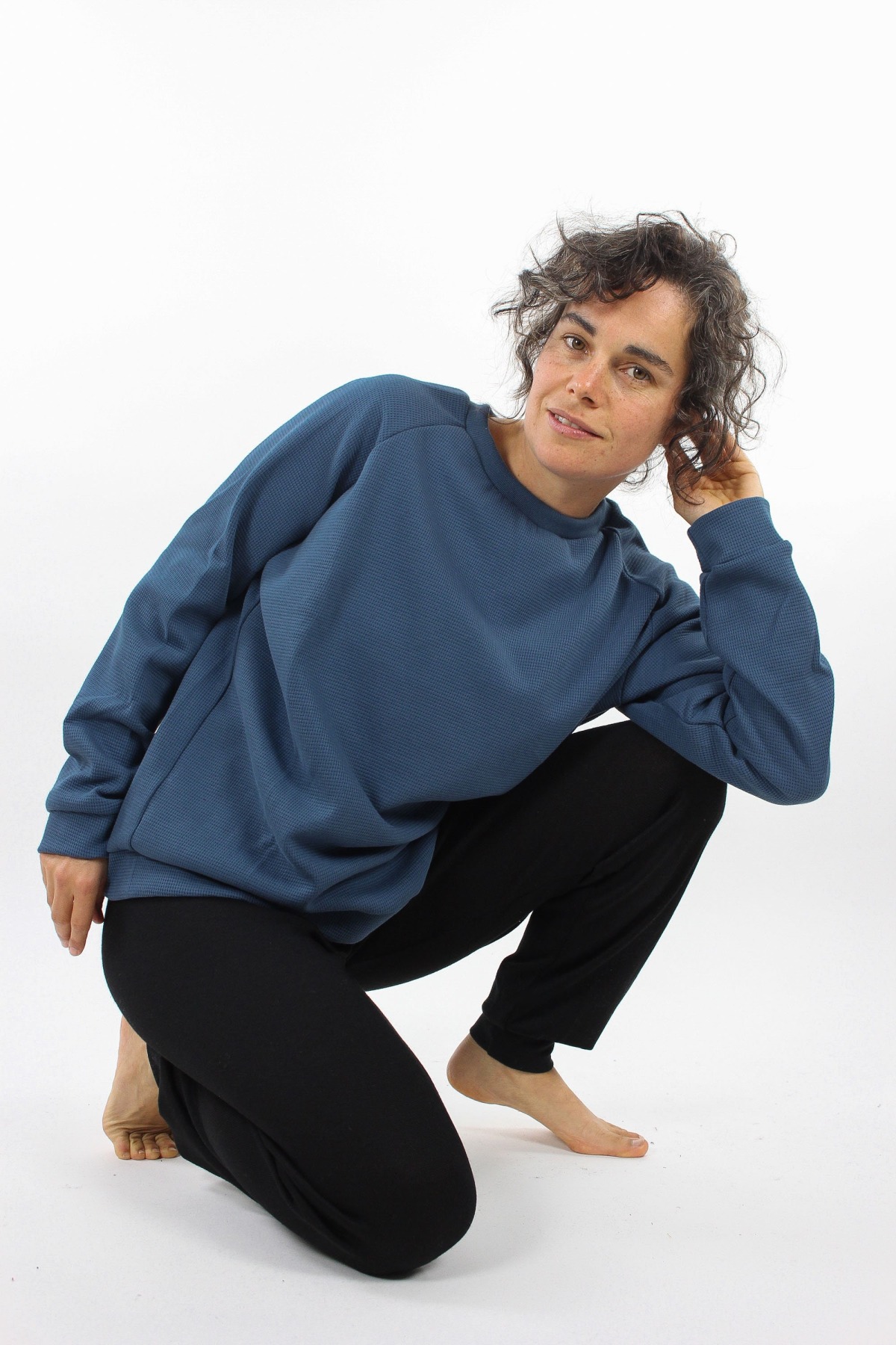 Oversize Longsleeve aus Waffeljersey rauchblau 9