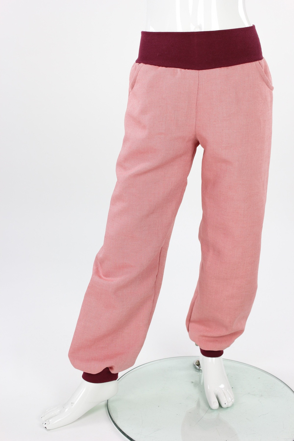 Sommerhose für Kinder rosa aus Tencel Baumwolle Leinen 2