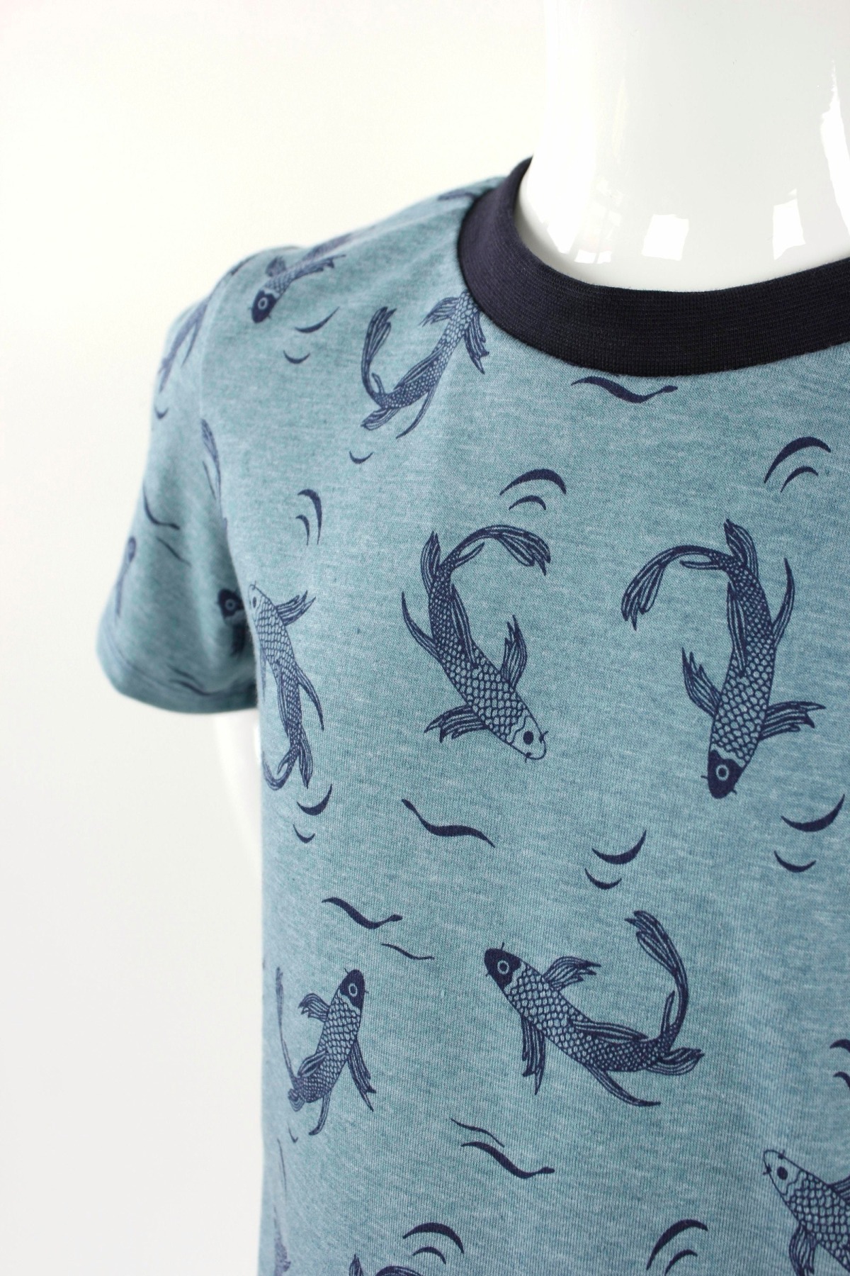T-Shirt für Kinder blau meliert mit Fischen 6
