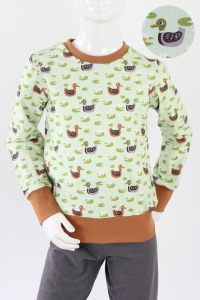 Longsleeve für Kinder hellgrün mit Enten