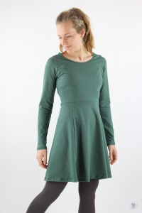 Skaterkleid mit langen Ärmeln, dunkelgrün meliert, elegantes Sommerkleid aus Öko-Jersey 2