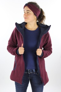 Damen-Wollwalkjacke beere und marine 8