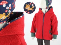 Wolljacke für Kinder rot mit Marienkäfern und Füchsen