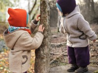 Kinder-Wolljacke beige und braun meliert