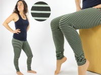 Leggings grün gestreift Bio-Baumwolle