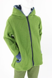 Wolljacke für Kinder grün mit Gänsen 2