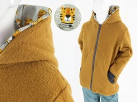 Wolljacke für Kinder gelb mit Tigern