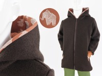 Wolljacke für Kinder braun mit Elefanten BIO-STOFFE