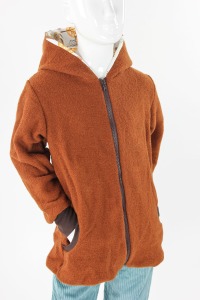 Wolljacke für Kinder terracotta mit Waldtieren 3