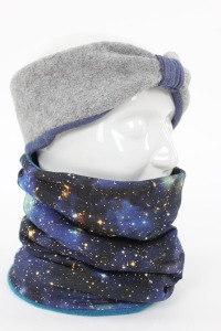 Fleece-Loopschal zum Wenden petrol und Blue Galaxy 3