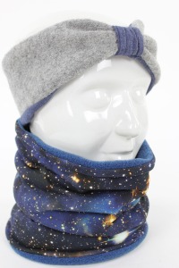 Fleece-Loopschal zum Wenden blau und Blue Galaxy 3