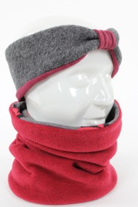 Fleece-Loopschal zum Wenden rot und Marienkäfer 2