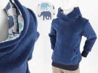 Kinder-Fleecepulli blau mit Elefanten