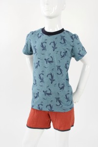 T-Shirt für Kinder blau meliert mit Fischen 4
